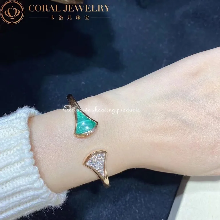 Bulgari 352629 Divas? Dream Bracelet Rose Gold Diamond and Malachite Bracelet 2