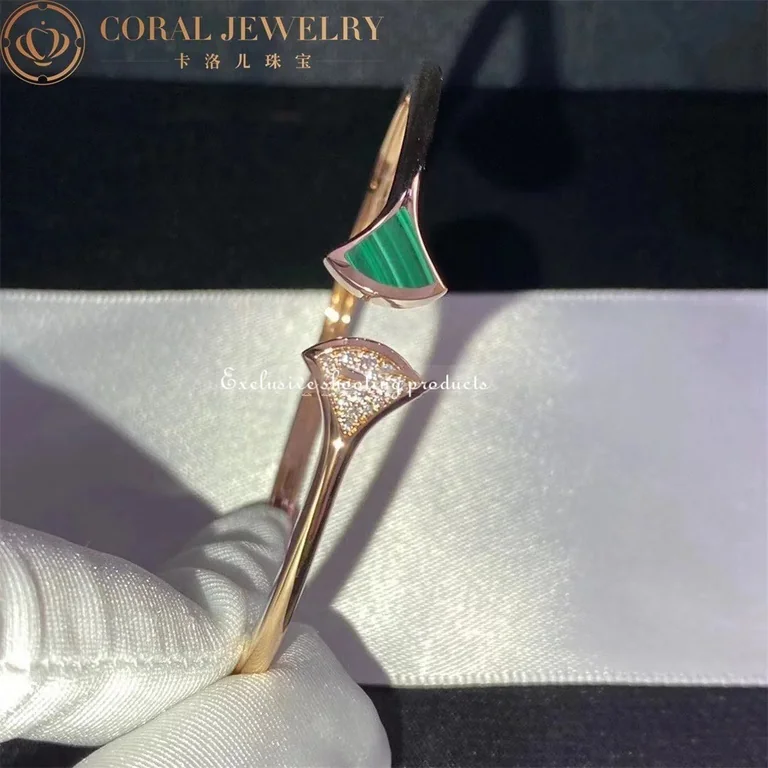 Bulgari BR858679 Divas? Dream Bracelet Rose Gold Diamond and Malachite Bracelet 6