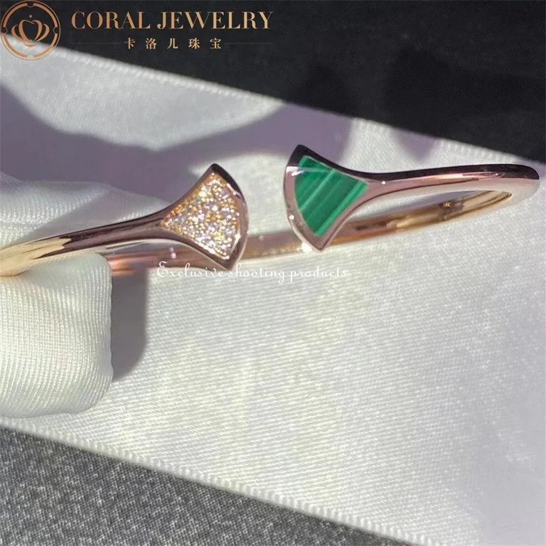 Bulgari BR858679 Divas? Dream Bracelet Rose Gold Diamond and Malachite Bracelet 5