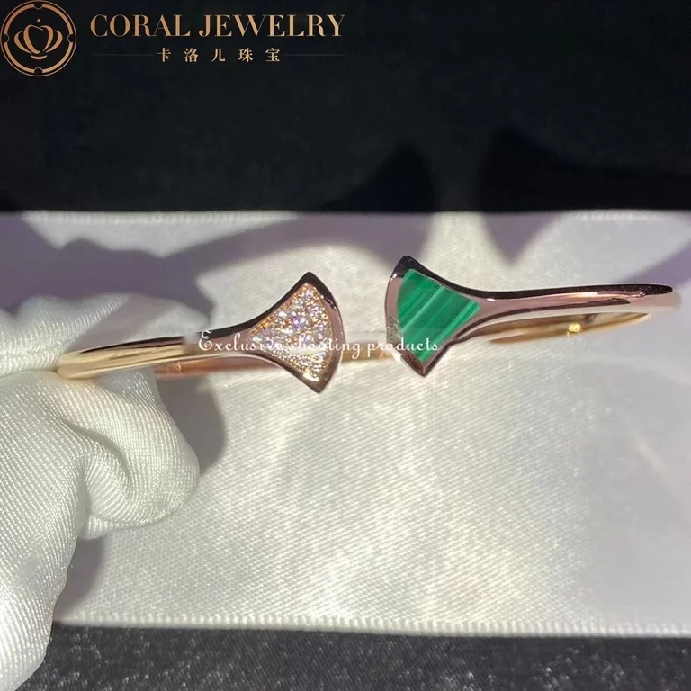 Bulgari BR858679 Divas? Dream Bracelet Rose Gold Diamond and Malachite Bracelet 4