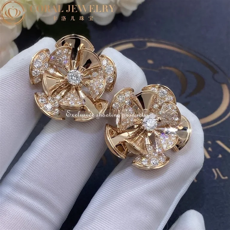 Bulgari Divas Dream 350784 Earrings Pave Diamonds 18K Rose Gold OR857272