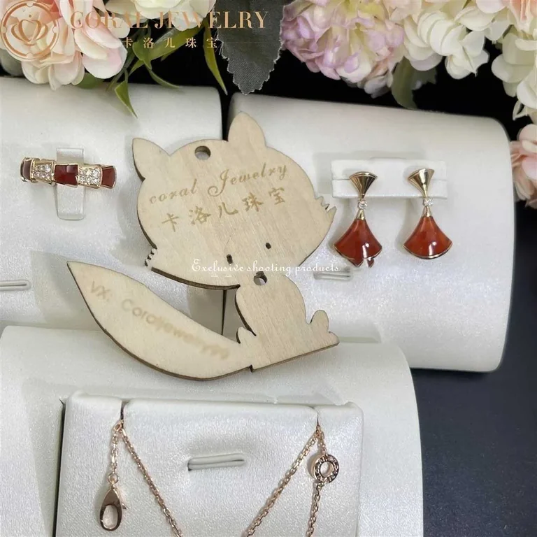 Bulgari Divas 356749 Dream Earrings Rose Gold Diamonds and Carnelian 5