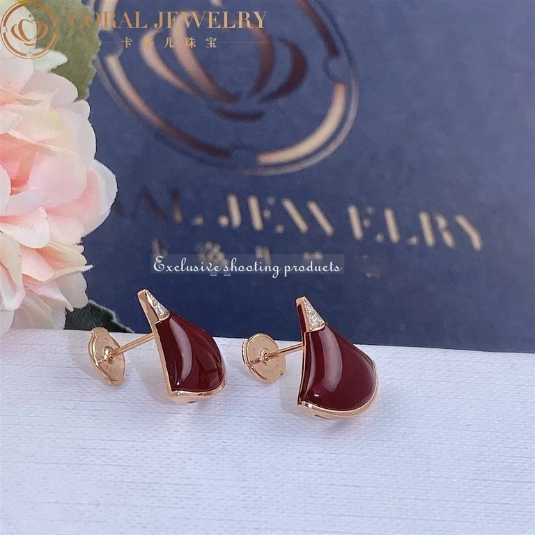 Bulgari Divas? Dream Earrings Rose Gold Diamonds and Carnelian 6