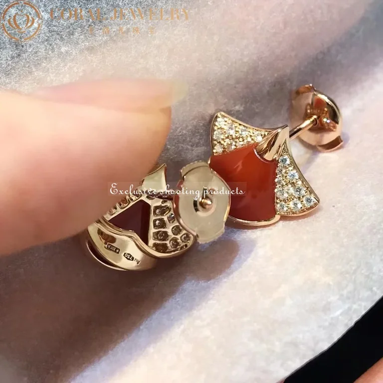 Bulgari Divas 356749-1-1 Dream Earrings Rose Gold Diamonds with Carnelian 3