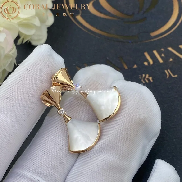 Bulgari 350740 Divas? Dream Earrings Rose Gold Diamonds with Mother of Pearl Earrings 5