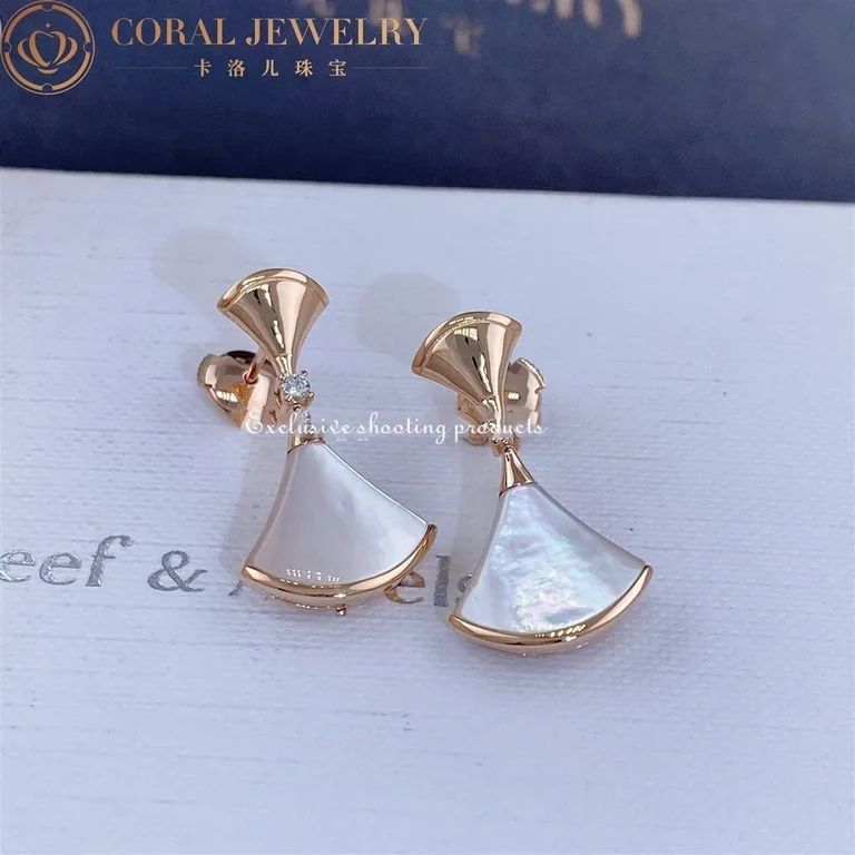 Bulgari 350740 Divas? Dream Earrings Rose Gold Diamonds with Mother of Pearl Earrings 3