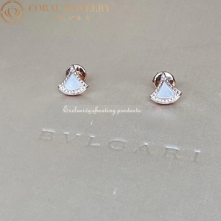 Bulgari Divas Dream 358899 Earrings Rose Gold Diamonds with Mother of Pearl 8