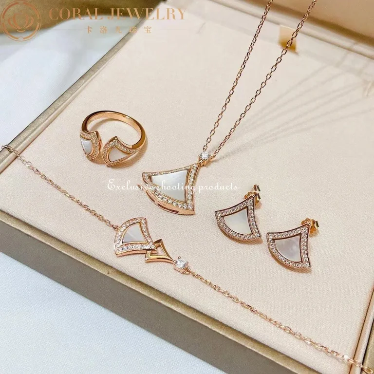 Bulgari Divas Dream 358899 Earrings Rose Gold Diamonds with Mother of Pearl 3