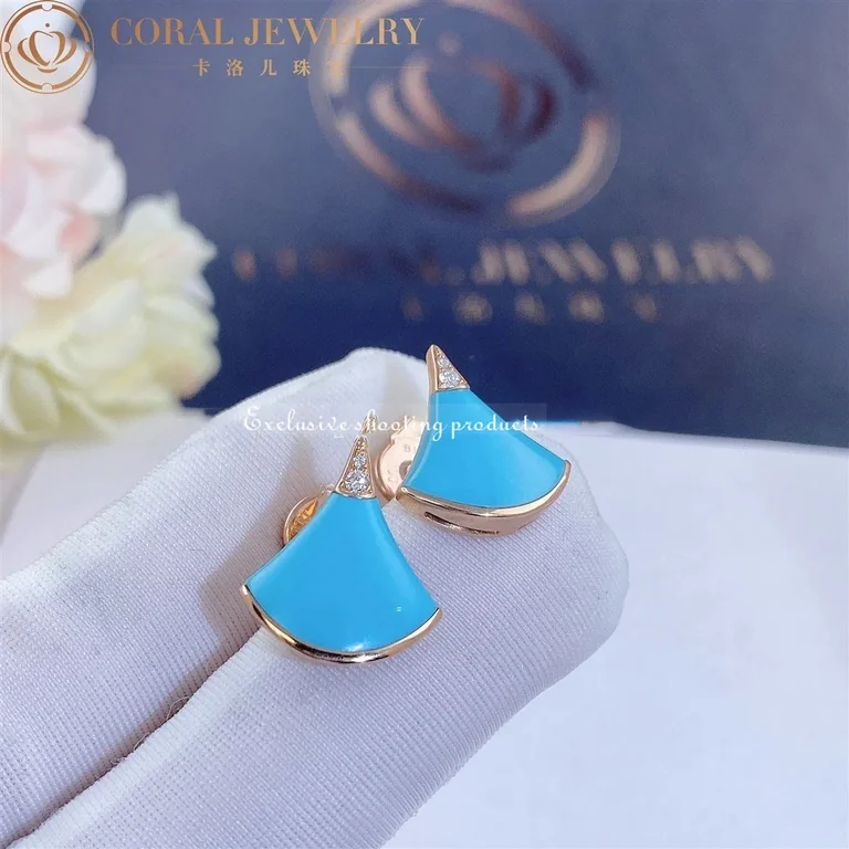 Bulgari Divas 353036 Dream Earrings Rose Gold Diamonds with Turquoise 4