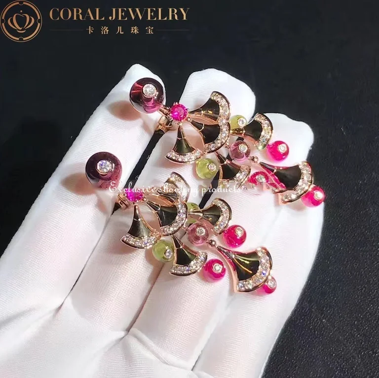 Bulgari Divas? Dream 348356 Earrings Rose Gold with Amethysts OR856485 Peridot Rubellites and Pav� Diamonds 6