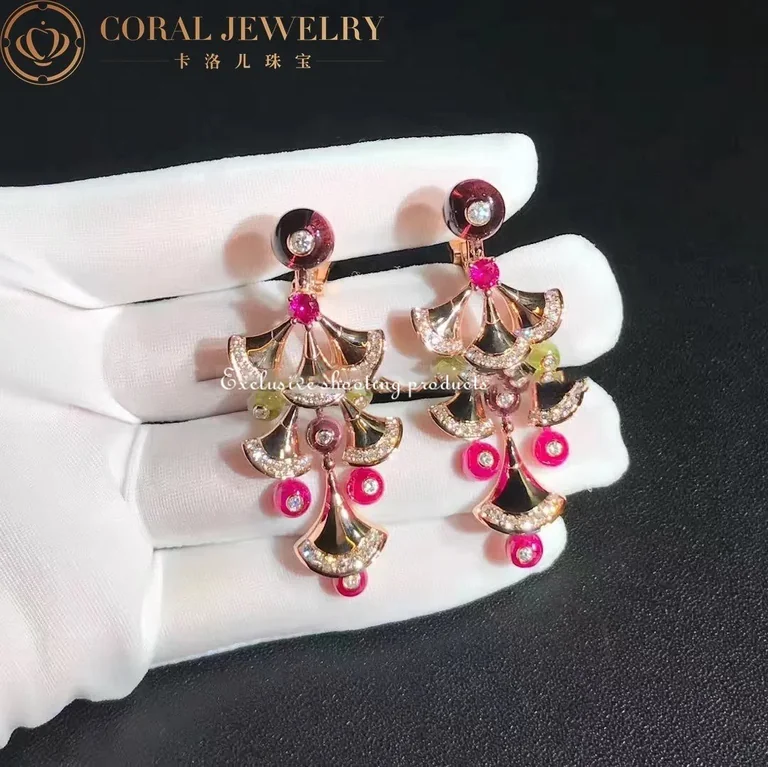 Bulgari Divas? Dream 348356 Earrings Rose Gold with Amethysts OR856485 Peridot Rubellites and Pav� Diamonds 5