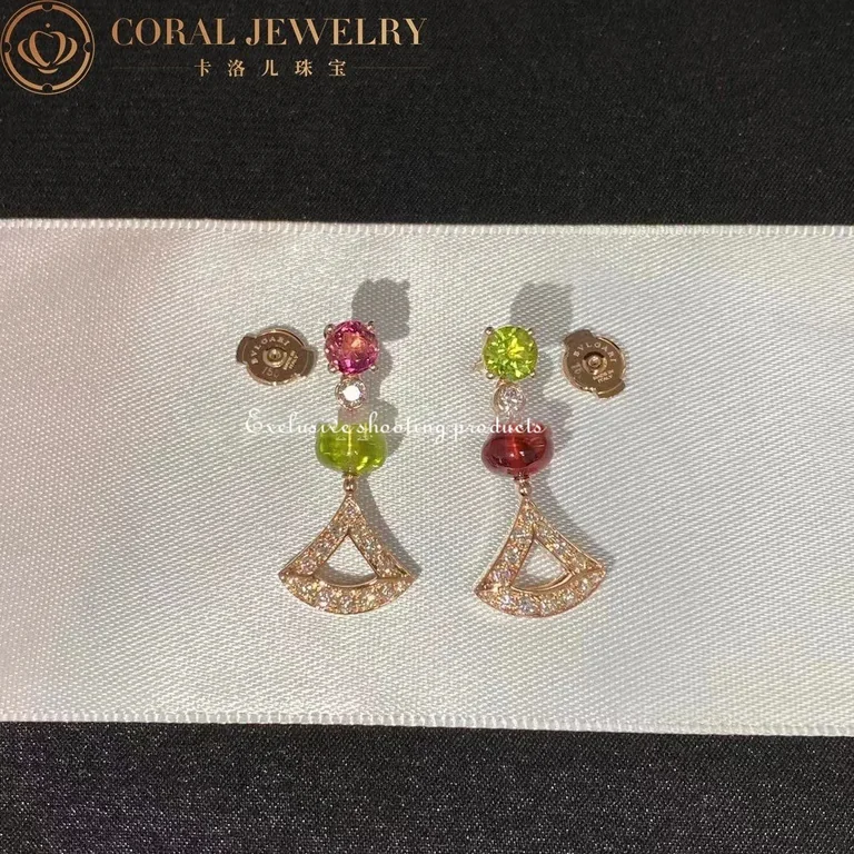 Bulgari 355616 Divas? Dream Earrings Rose Gold Diamond and Blue Topaz Rubellite 5