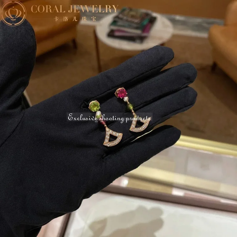 Bulgari 355616 Divas? Dream Earrings Rose Gold Diamond and Blue Topaz Rubellite 4