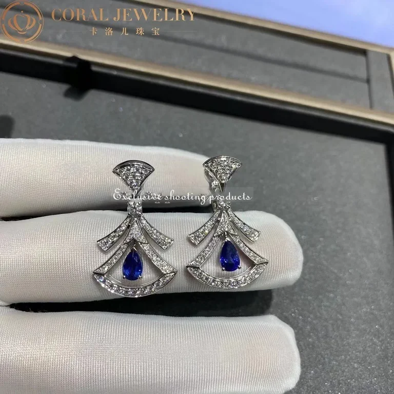 Bulgari 357324 Divas? Dream Earrings White Gold Diamonds Blue Sapphires 5
