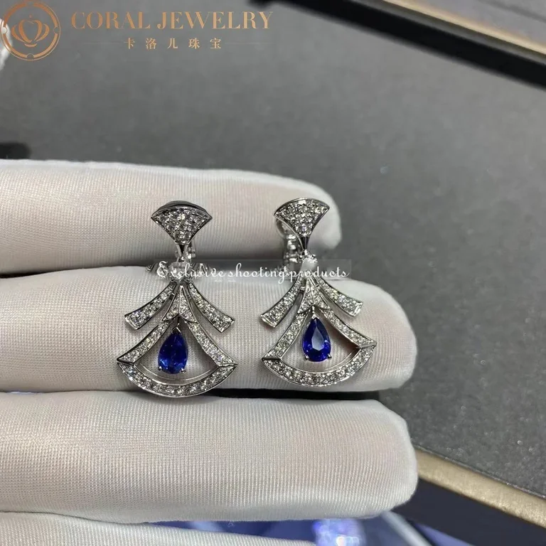 Bulgari 357324 Divas? Dream Earrings White Gold Diamonds Blue Sapphires 4