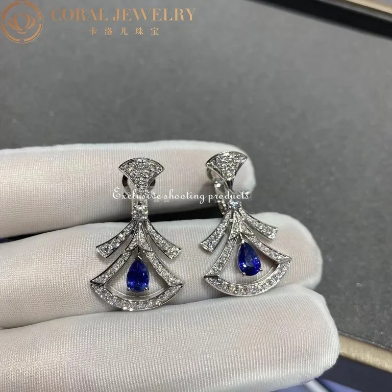 Bulgari 357324 Divas? Dream Earrings White Gold Diamonds Blue Sapphires 3