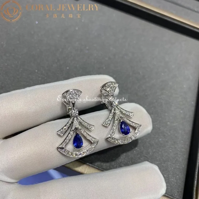 Bulgari 357324 Divas? Dream Earrings White Gold Diamonds Blue Sapphires 2