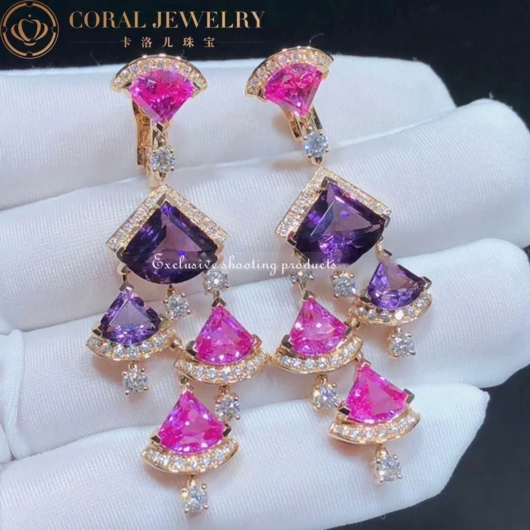 Bulgari 354078 Divas? Dream Earrings Rose Gold Diamond Amethyst and Rubellite OR858027 9