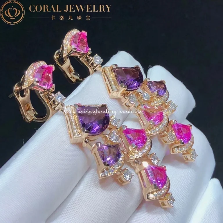 Bulgari 354078 Divas? Dream Earrings Rose Gold Diamond Amethyst and Rubellite OR858027 8