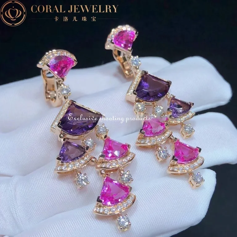 Bulgari 354078 Divas? Dream Earrings Rose Gold Diamond Amethyst and Rubellite OR858027 6
