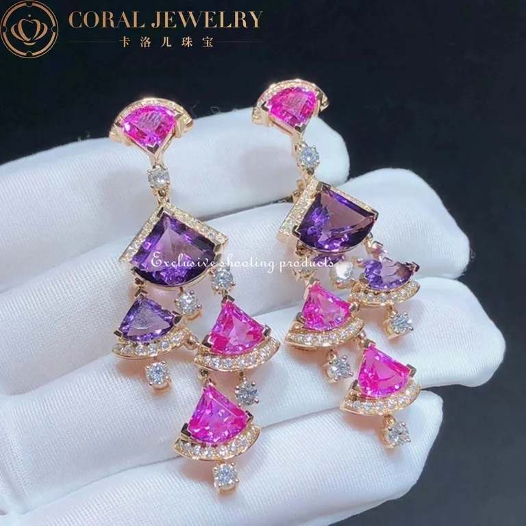 Bulgari 354078 Divas? Dream Earrings Rose Gold Diamond Amethyst and Rubellite OR858027 2