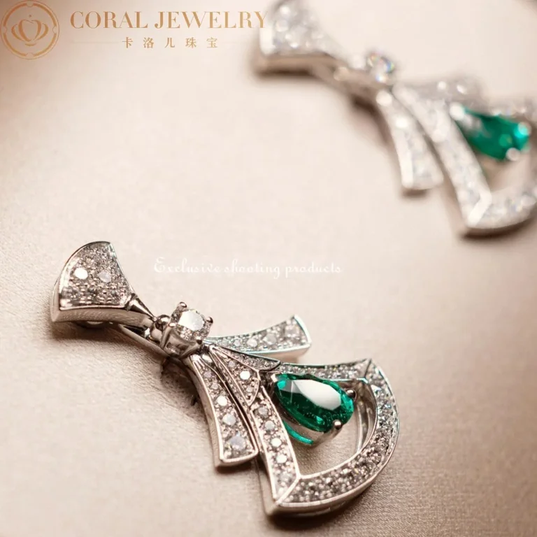 Bulgari 356956 Divas? Dream Earrings White Gold Diamonds Emeralds 2