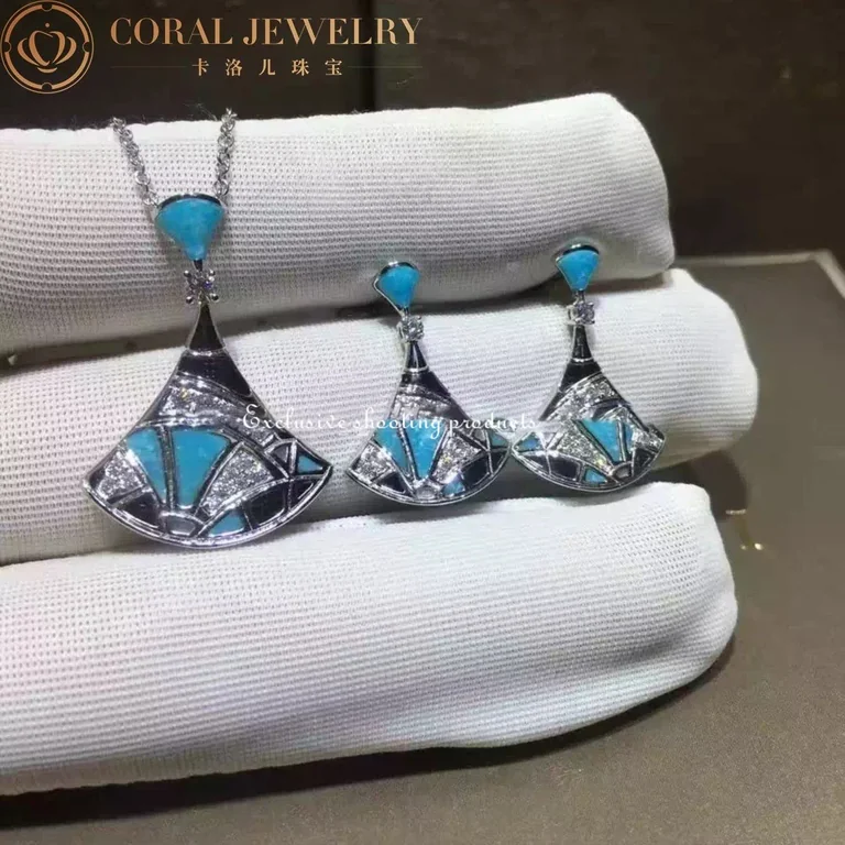 Bulgari Divas? 350741 Dream Earrings White Gold Diamonds Turquoise OR857248 3