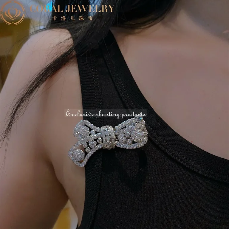 Van VCARP39700 Cleef Arpels Snowflake Noeud Clip Platinum Diamond 4