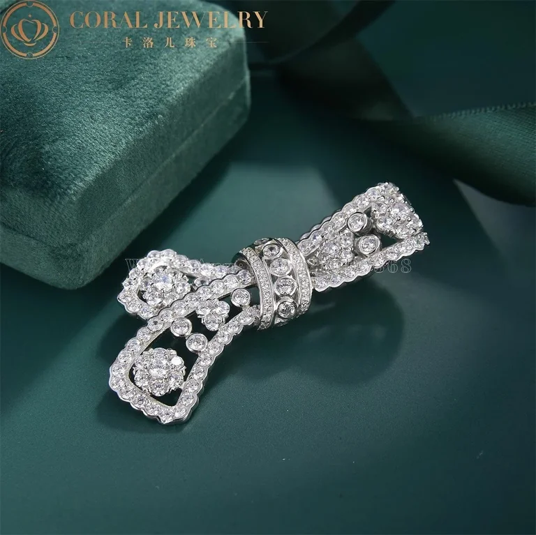 Van VCARP39700 Cleef Arpels Snowflake Noeud Clip Platinum Diamond 5