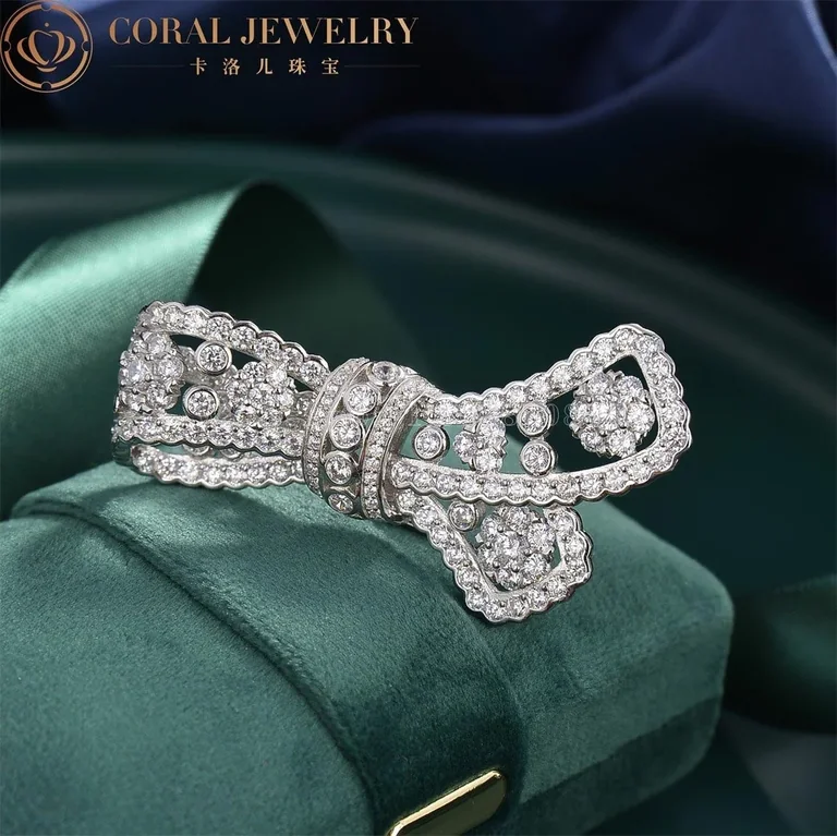 Van VCARP39700 Cleef Arpels Snowflake Noeud Clip Platinum Diamond 6