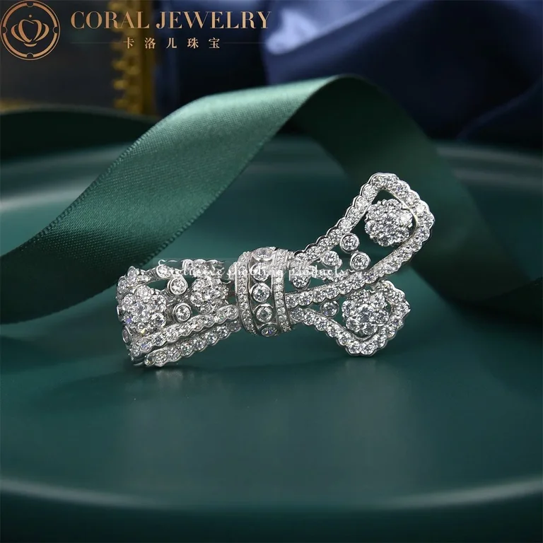Van VCARP39700 Cleef Arpels Snowflake Noeud Clip Platinum Diamond 7