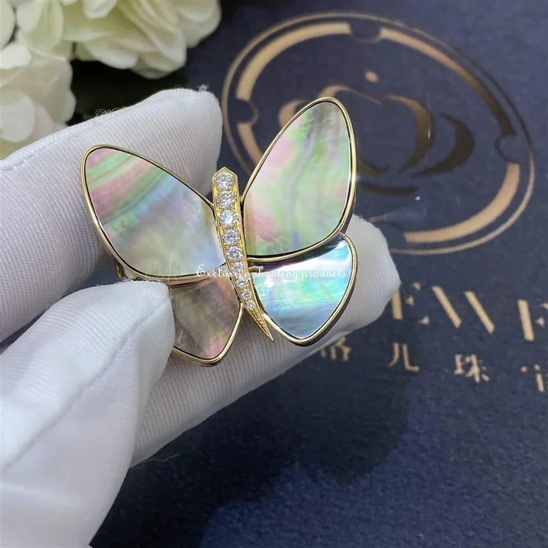 Van Cleef & Arpels VCARA64300 Butterfly Clip Yellow gold Diamond Mother-of-pearl Clip 7