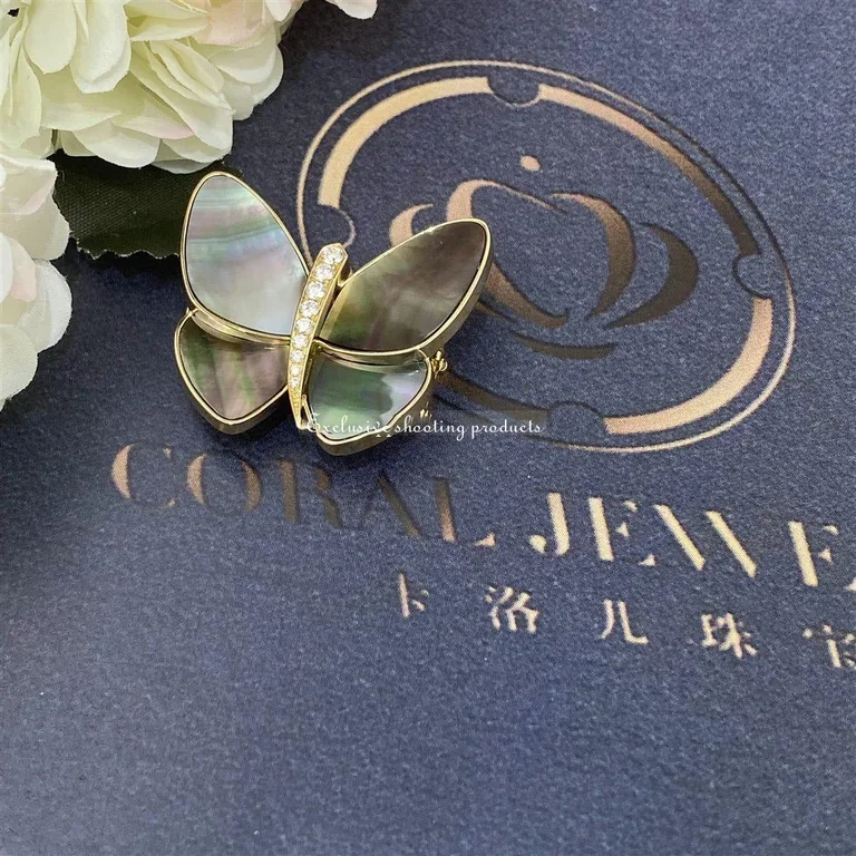 Van Cleef & Arpels VCARA64300 Butterfly Clip Yellow gold Diamond Mother-of-pearl Clip 6