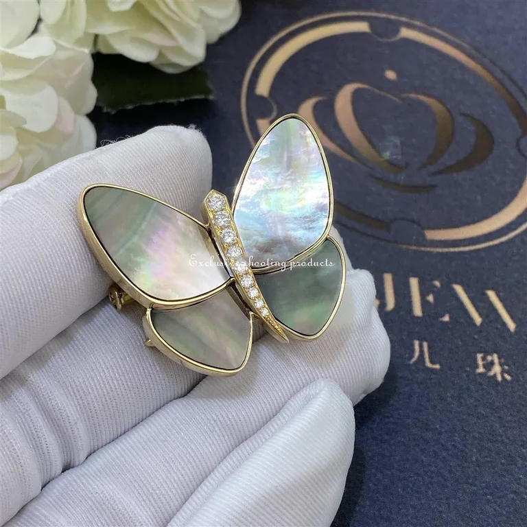Van Cleef & Arpels VCARA64300 Butterfly Clip Yellow gold Diamond Mother-of-pearl Clip 3