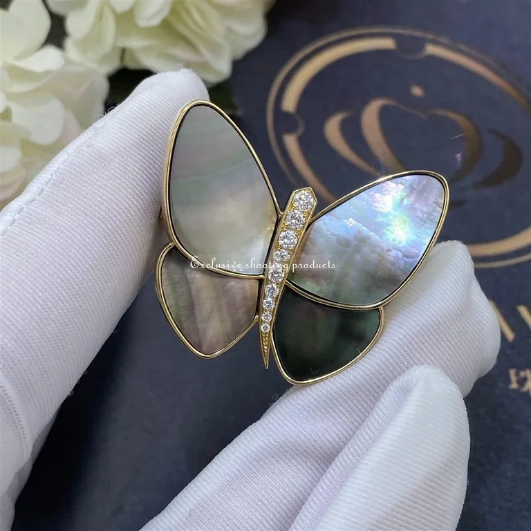 Van Cleef & Arpels VCARA64300 Butterfly Clip Yellow gold Diamond Mother-of-pearl Clip 2
