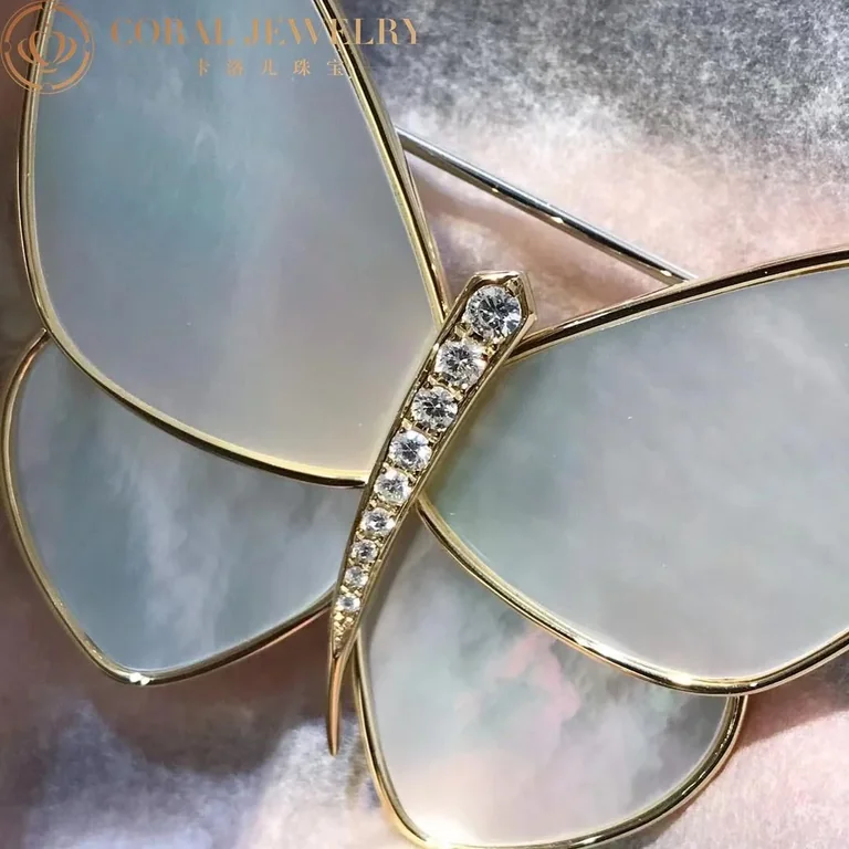 Van Cleef & Arpels VCARA64100 Butterfly Clip Yellow gold Diamond Mother-of-pearl Clip 4