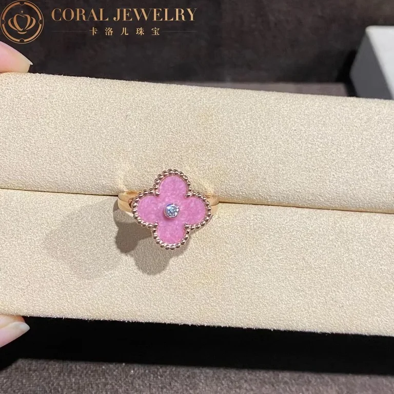 Van Cleef & Arpels VCARF48900-Rosenite Vintage Alhambra ring Yellow gold Diamond Rosenite ring 6