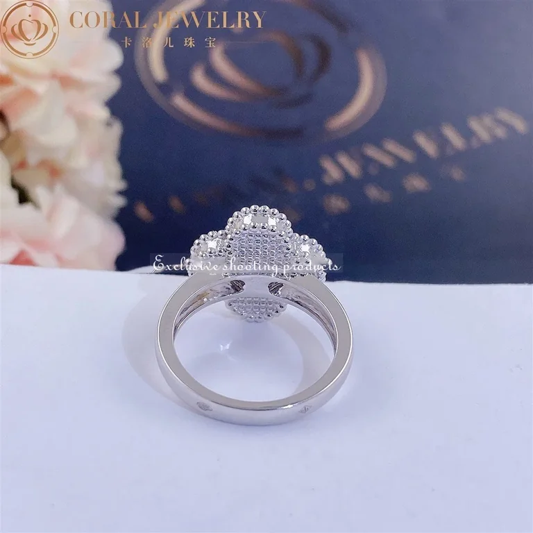 Van Cleef & Arpels VCARF48900 Vintage Alhambra ring White gold Diamond Mother-of-pearl ring 5
