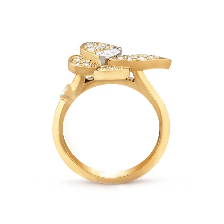 Van Cleef & Arpels VCARP3DQ00 Two Butterfly ring Yellow gold Diamond ring 9