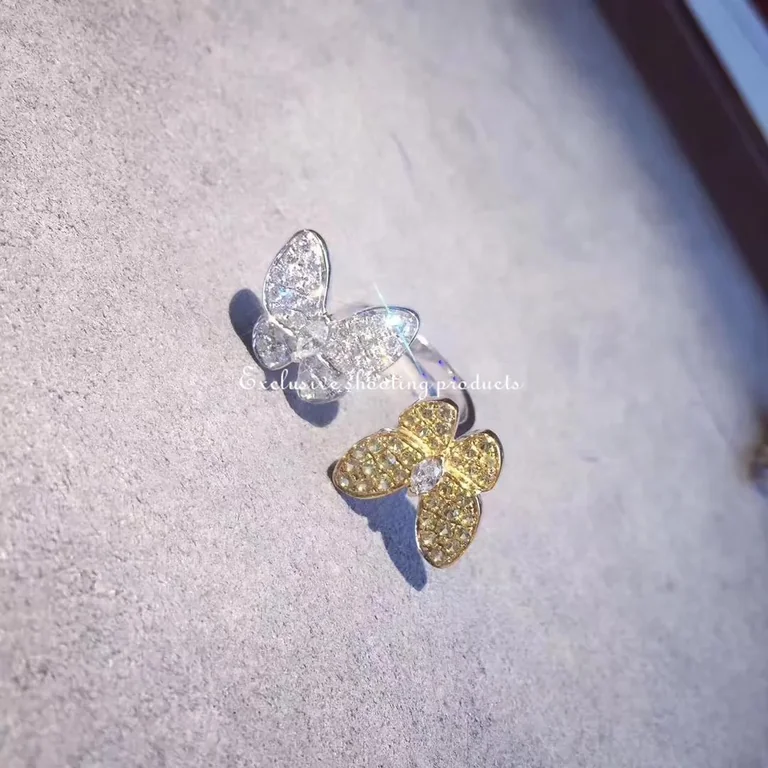 Van Cleef & Arpels VCARA13600 Two Butterfly Between the Finger ring White gold Diamond Sapphire ring 11