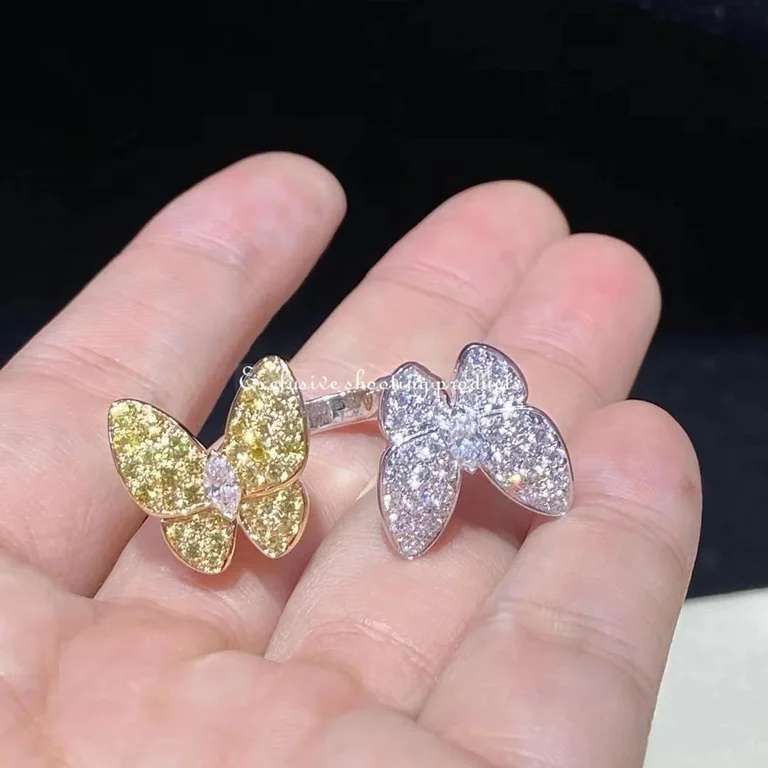 Van Cleef & Arpels VCARA13600 Two Butterfly Between the Finger ring White gold Diamond Sapphire ring 7