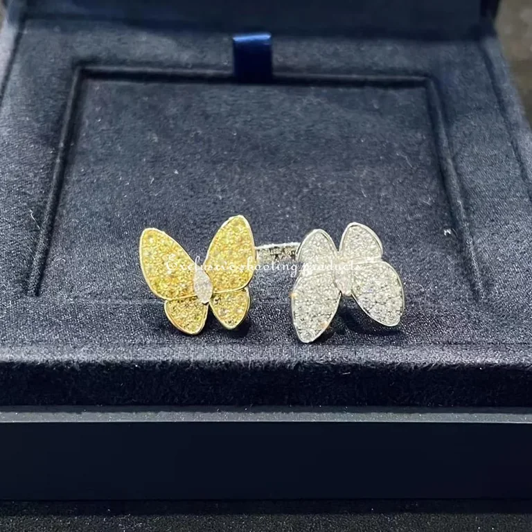 Van Cleef & Arpels VCARA13600 Two Butterfly Between the Finger ring White gold Diamond Sapphire ring 3