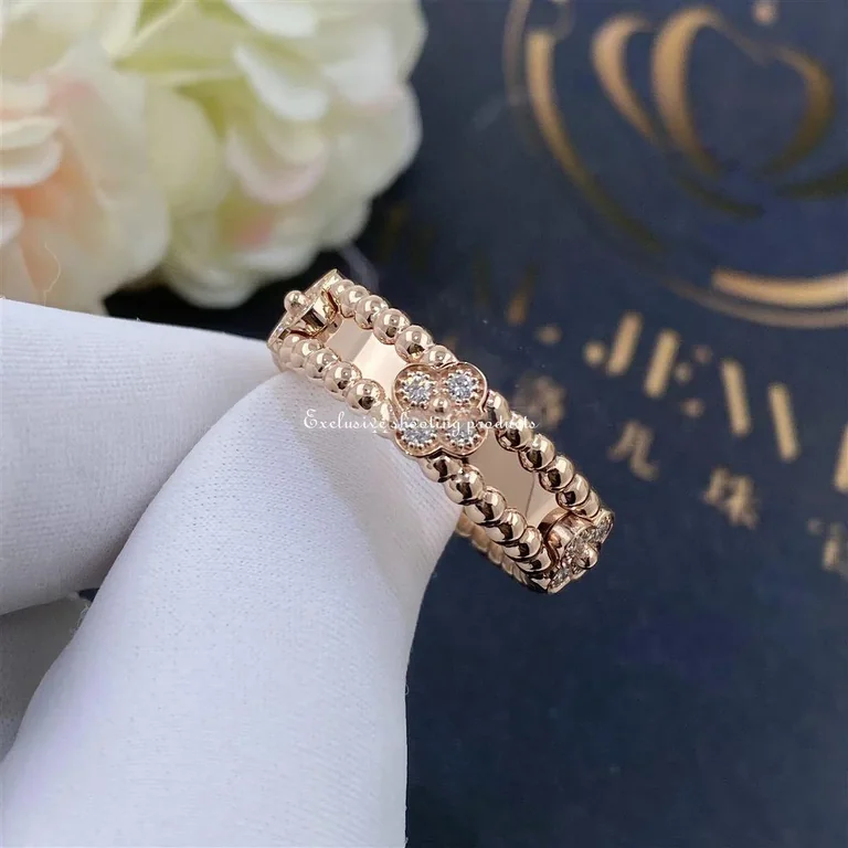 Van Cleef & Arpels VCARP6ML00 Perlée sweet clovers ring Rose gold Diamond ring 5