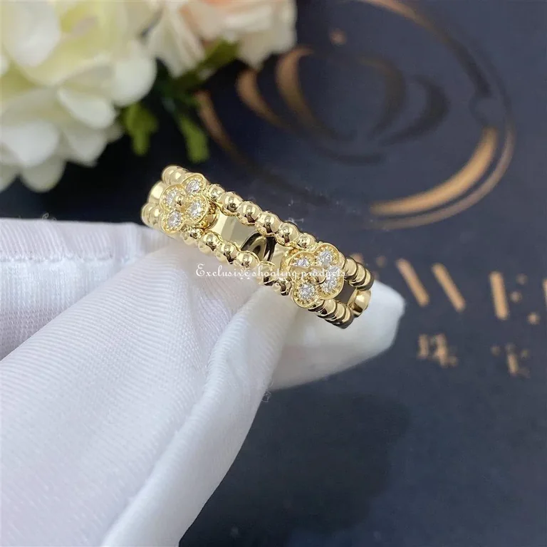 Van Cleef & Arpels VCARP6MM00 Perlée sweet clovers ring Yellow gold Diamond ring 9