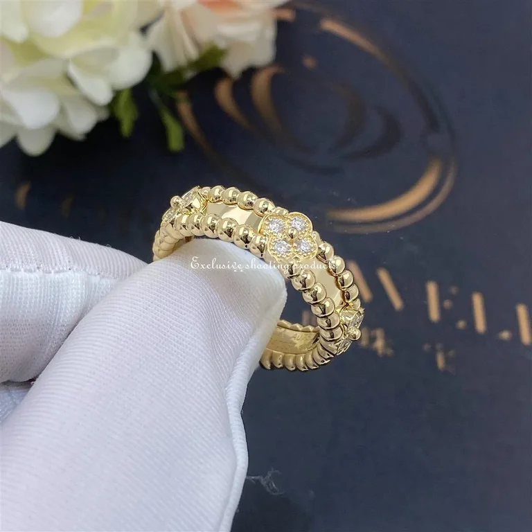 Van Cleef & Arpels VCARP6MM00 Perlée sweet clovers ring Yellow gold Diamond ring 8
