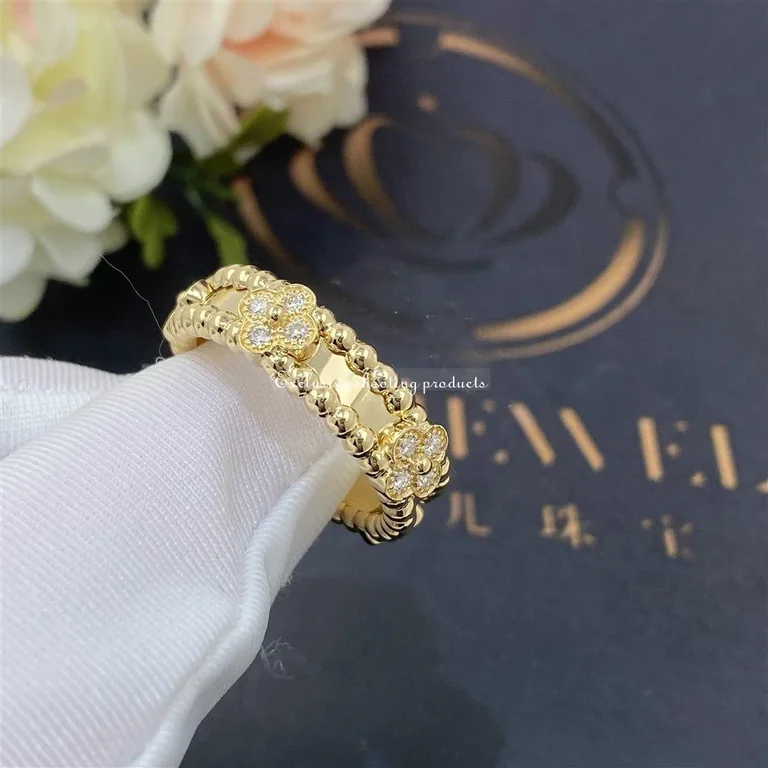 Van Cleef & Arpels VCARP6MM00 Perlée sweet clovers ring Yellow gold Diamond ring 5