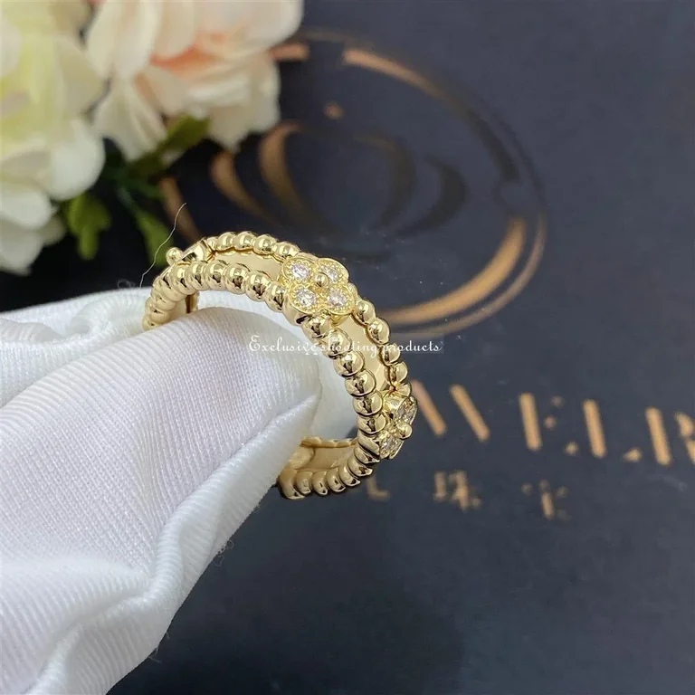 Van Cleef & Arpels VCARP6MM00 Perlée sweet clovers ring Yellow gold Diamond ring 4