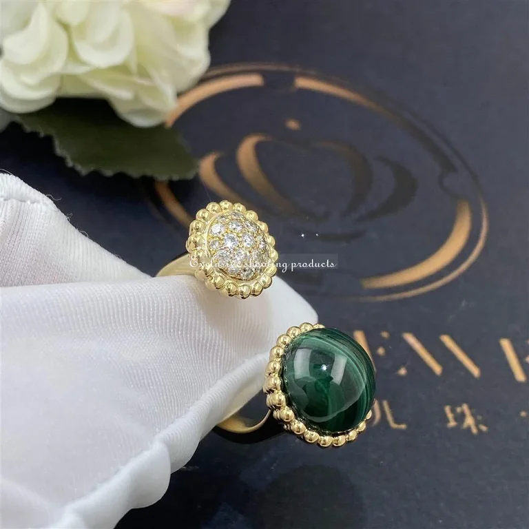 Van Cleef & Arpels VCARO9SU00 ring Perlée couleurs Between the Finger Yellow gold Diamond Malachite ring 5