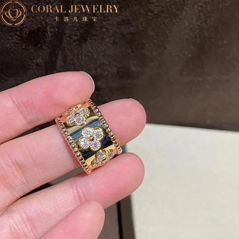 Van Cleef & Arpels VCARO3Y700 ring Perlée clovers Yellow gold Diamond ring 2
