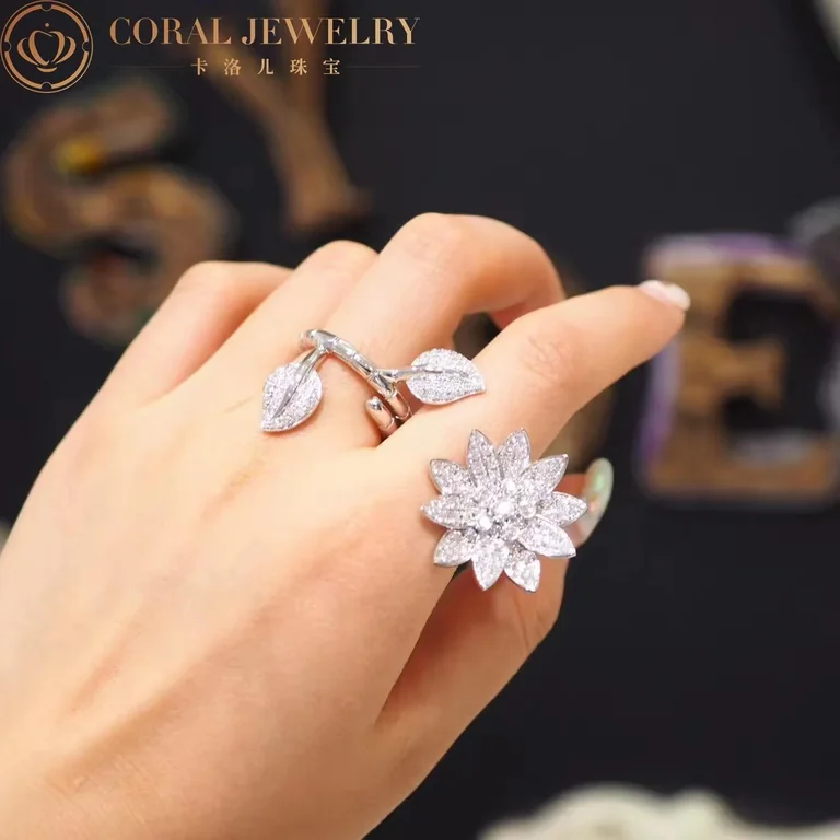 Van Cleef & Arpels VCARP1ND00-Vintage Style Lotus Between the Finger Ring? White gold Diamond Vintage Style Ring 9